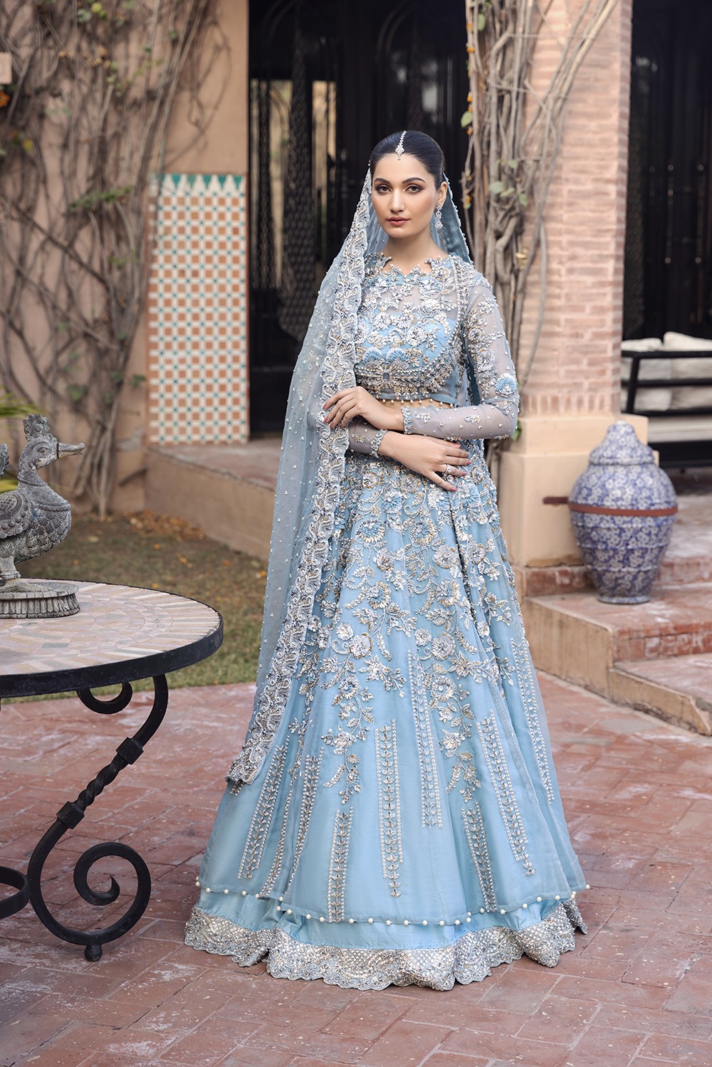 Blue asian wedding dress sale